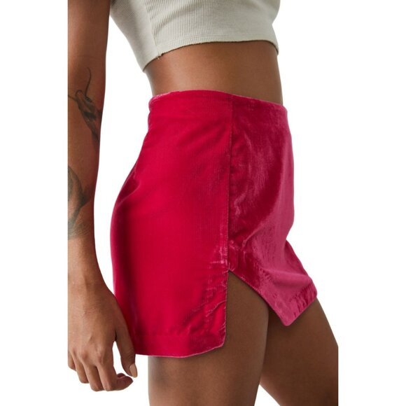 HP 🎉 NWT Free People Annalise Velvet Skirt in Pink Phenom - Picture 3 of 10